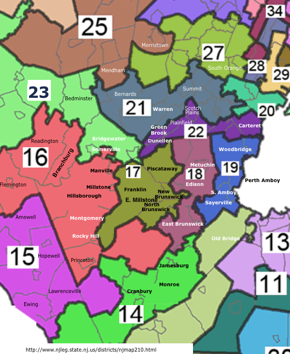 Central New Jersey Legislative Districts
