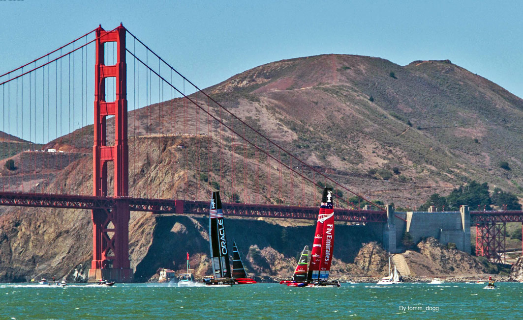 America's cup 34, Race 10, Golden Gate Bridge, Tom McBride, Oracle Team USA, tomm_dogg, Emirates Team New Zealand,