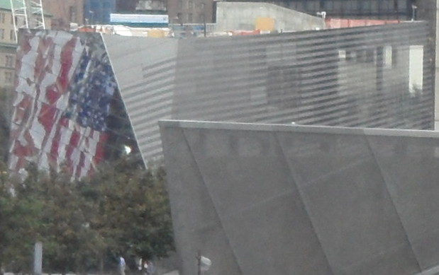 9/11 pavilion flag reflection