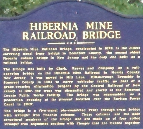 Hibernia Mine Railroad Bridge Plaque 