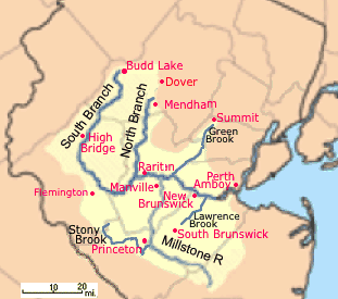 raritan river basin, north branch, South branch, Millstone River, Green brook, Lawrence brook, Stony brook
