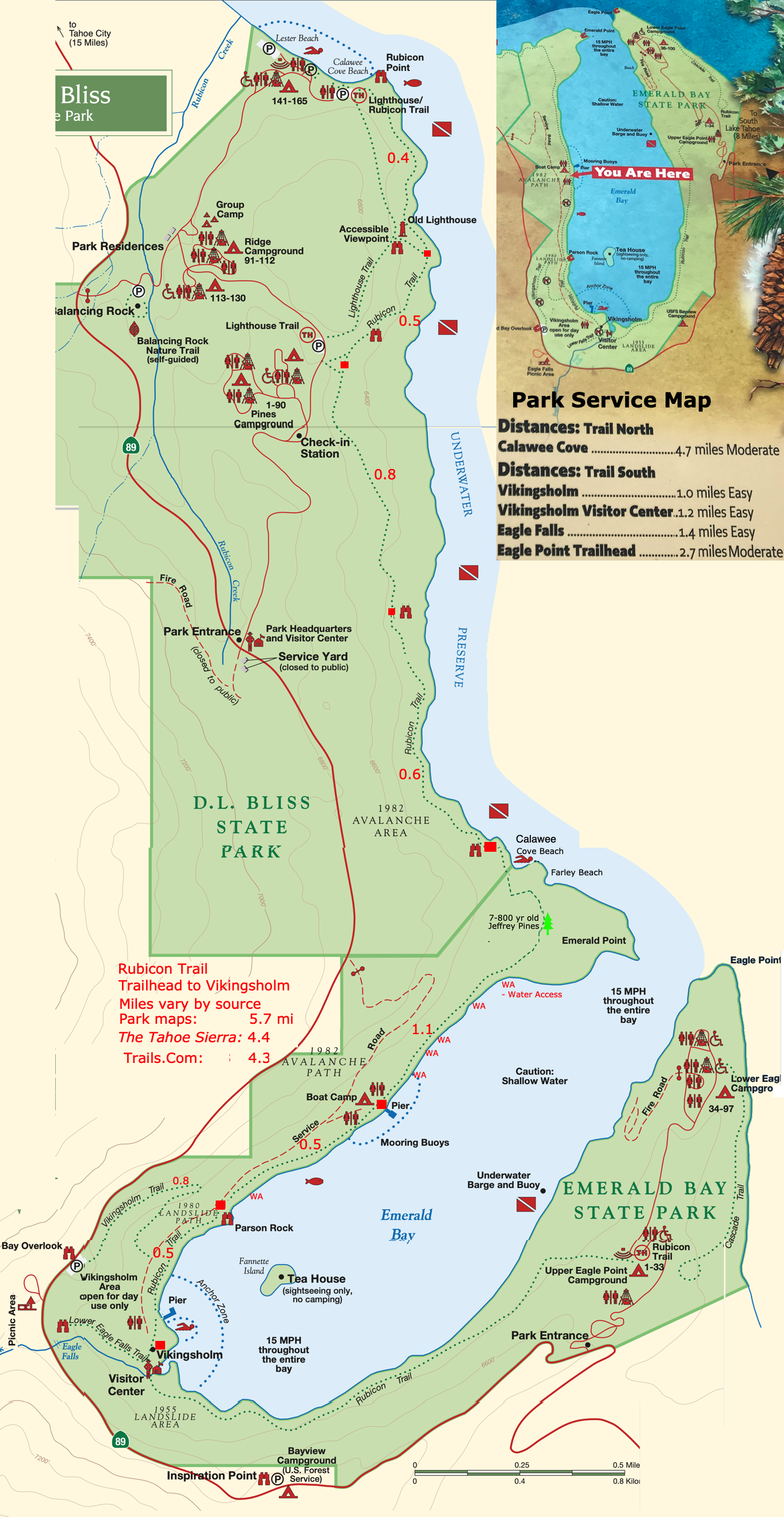 rubicon trail, balancing rock, 90 foot wall, vikingsholm, Eagle falls, D. L. Bliss State Park, Emerald Bay State Park