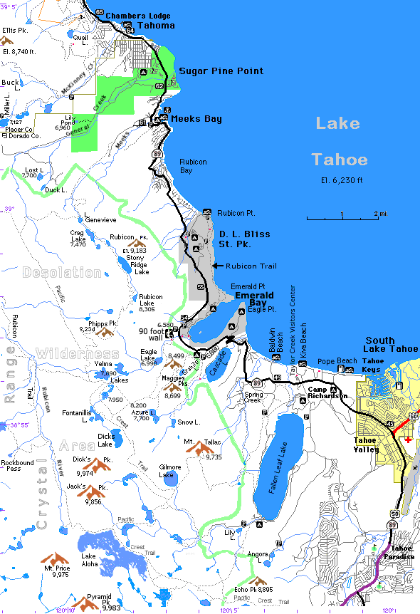 Lake Tahoe, Emerald Bay, Eagle Lake, Mt. Tallac, South Lake Tahoe, Fallen Leaf Lake, Velma lakes